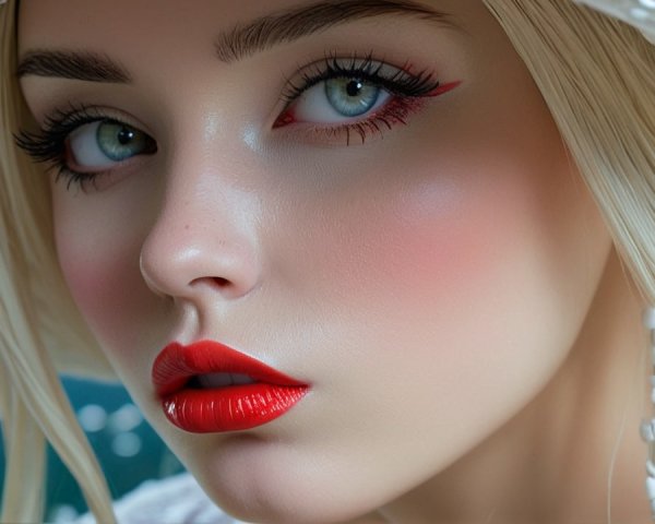 Close-up Portrait of a Young Woman with Bold Makeup
