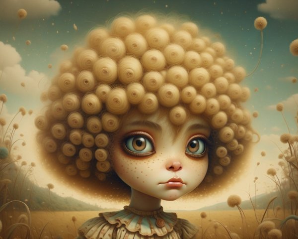 Whimsical Portrait of a Child in Dreamy Landscape