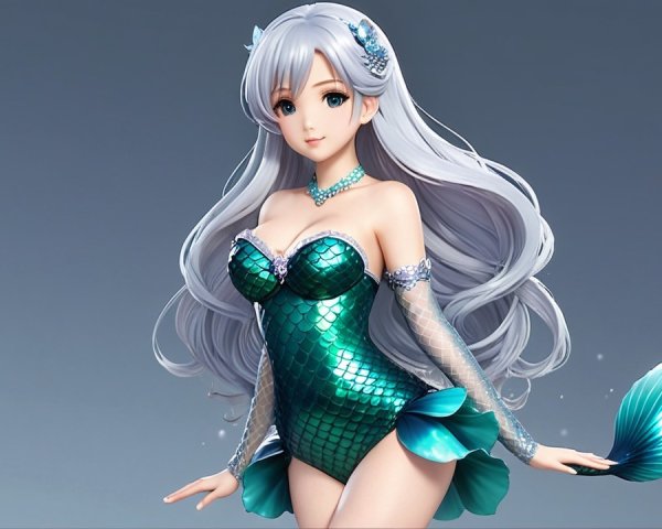 Elegant Mermaid Figure with Shimmering Scales
