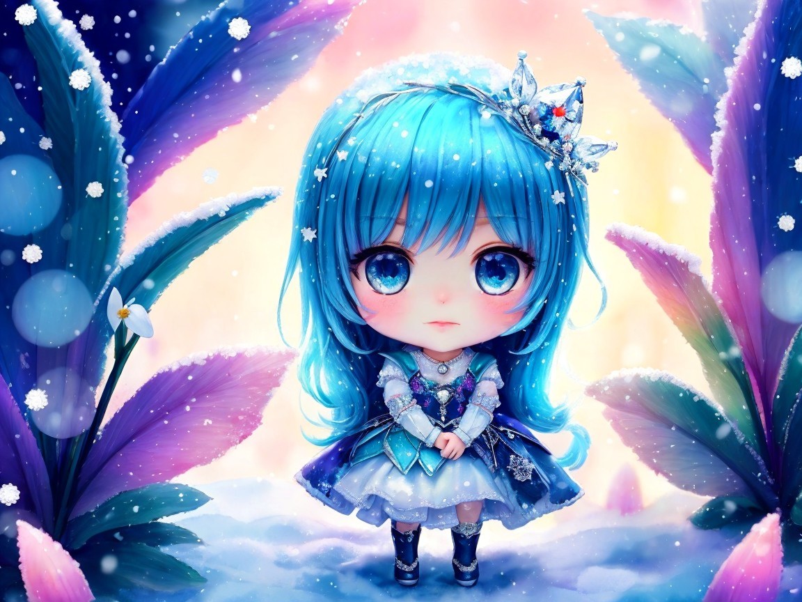 Animated Character in Whimsical Winter Setting