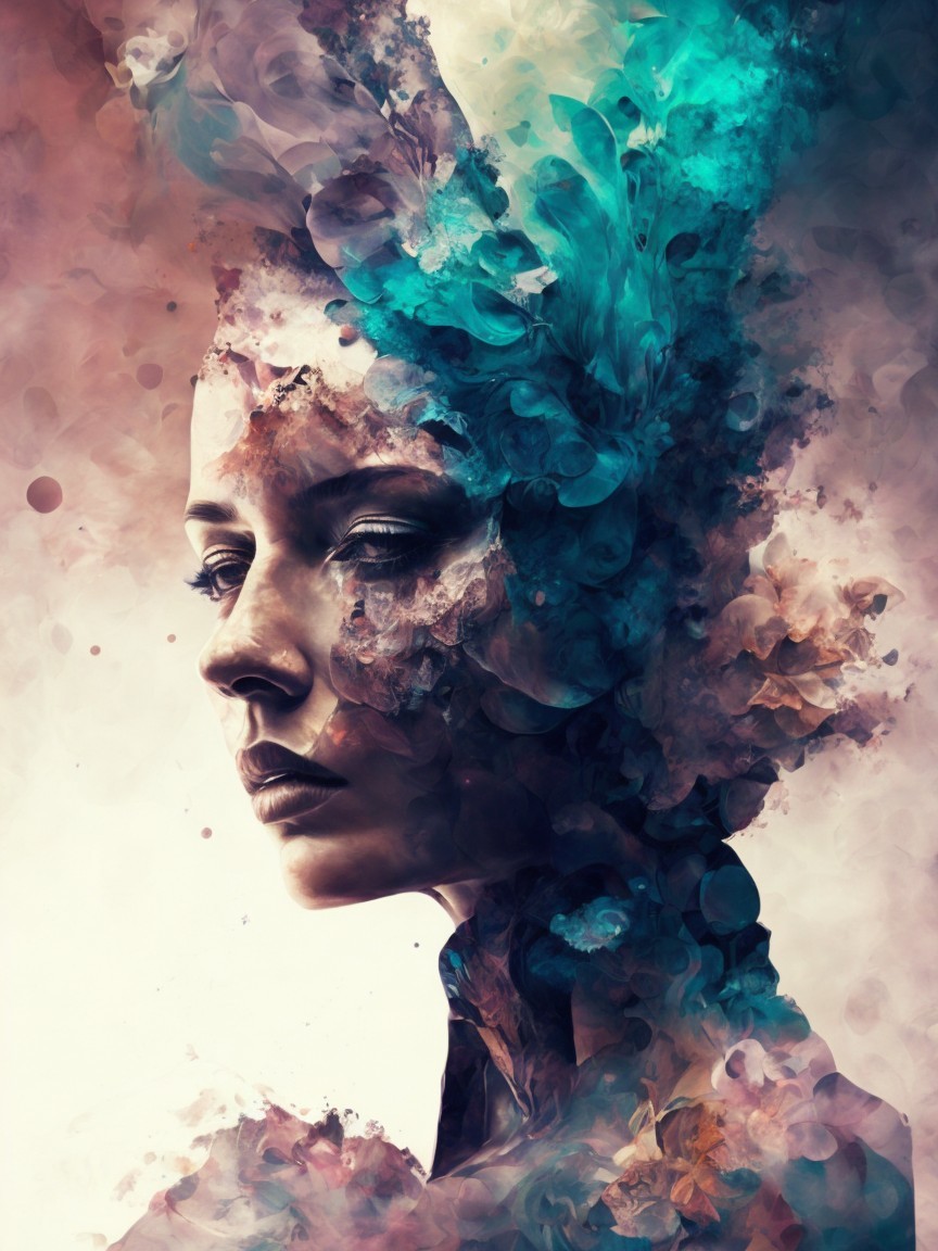 Surreal Portrait of a Woman with Vibrant Colors