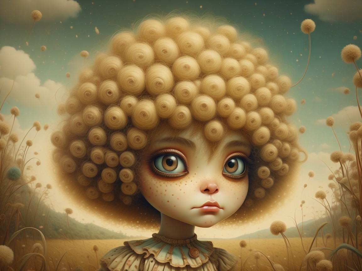Whimsical Portrait of a Child in Dreamy Landscape