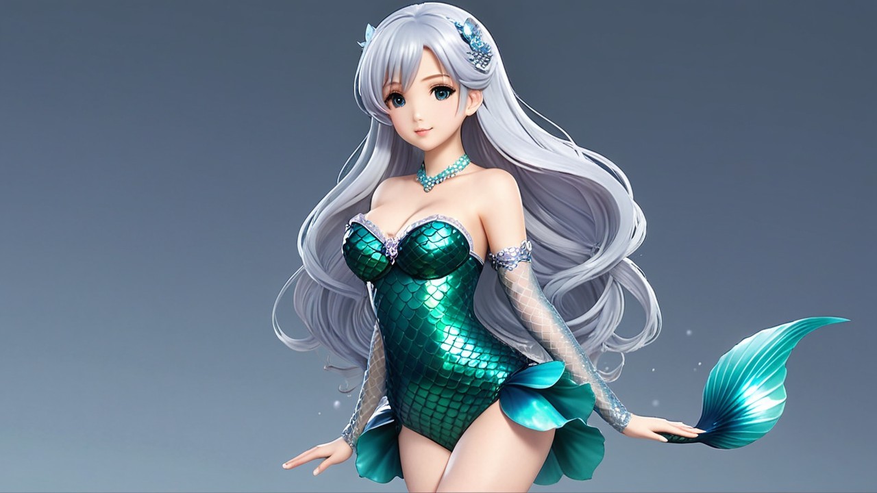 Elegant Mermaid Figure with Shimmering Scales