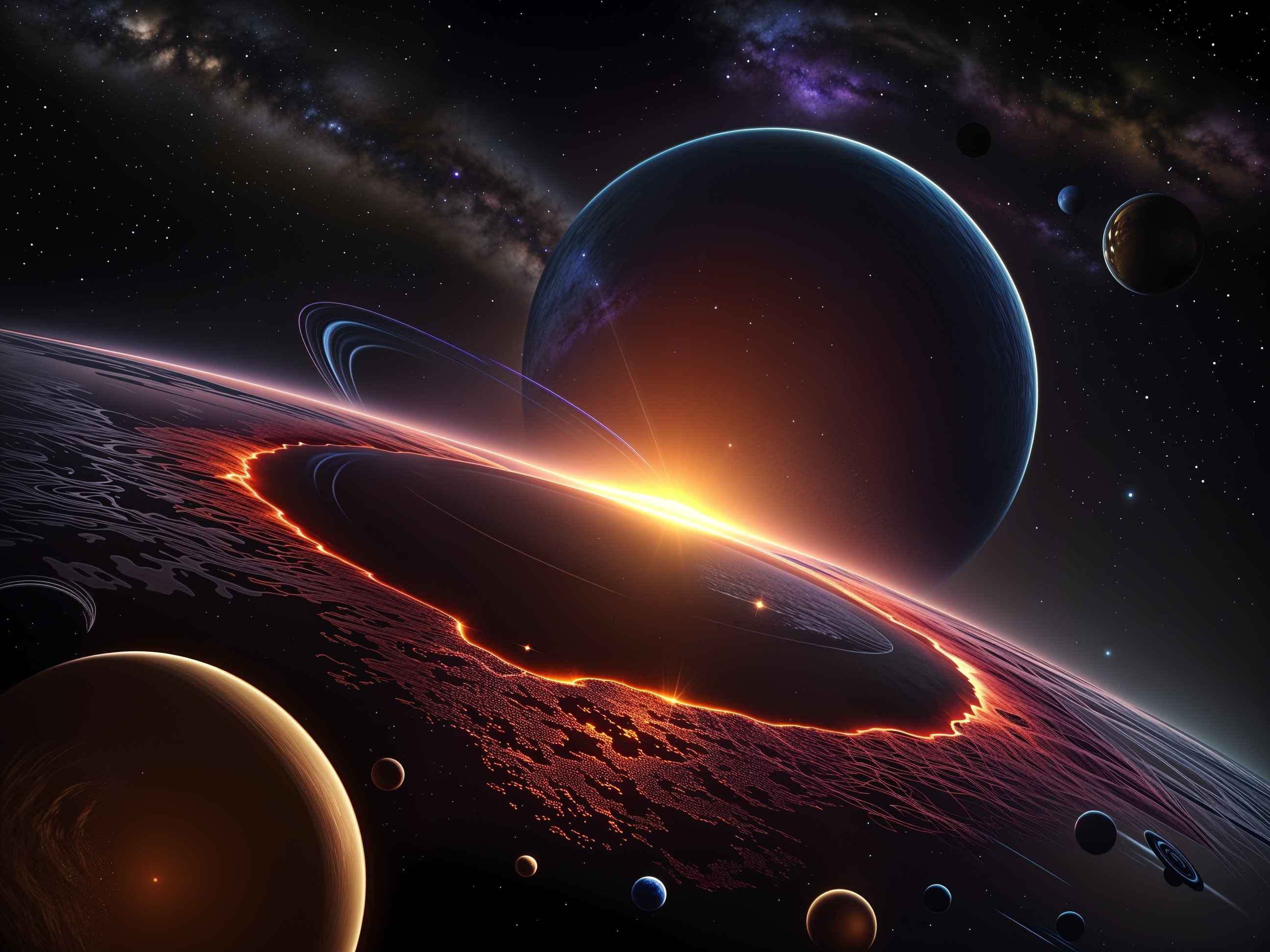 Vibrant Cosmic Sunrise on a Distant Planet