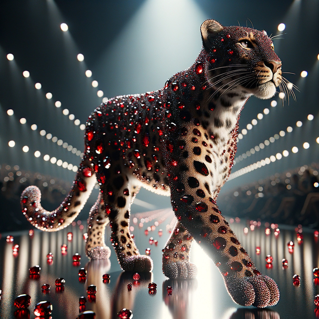Jewel-Encrusted Leopard on a Glamorous Runway