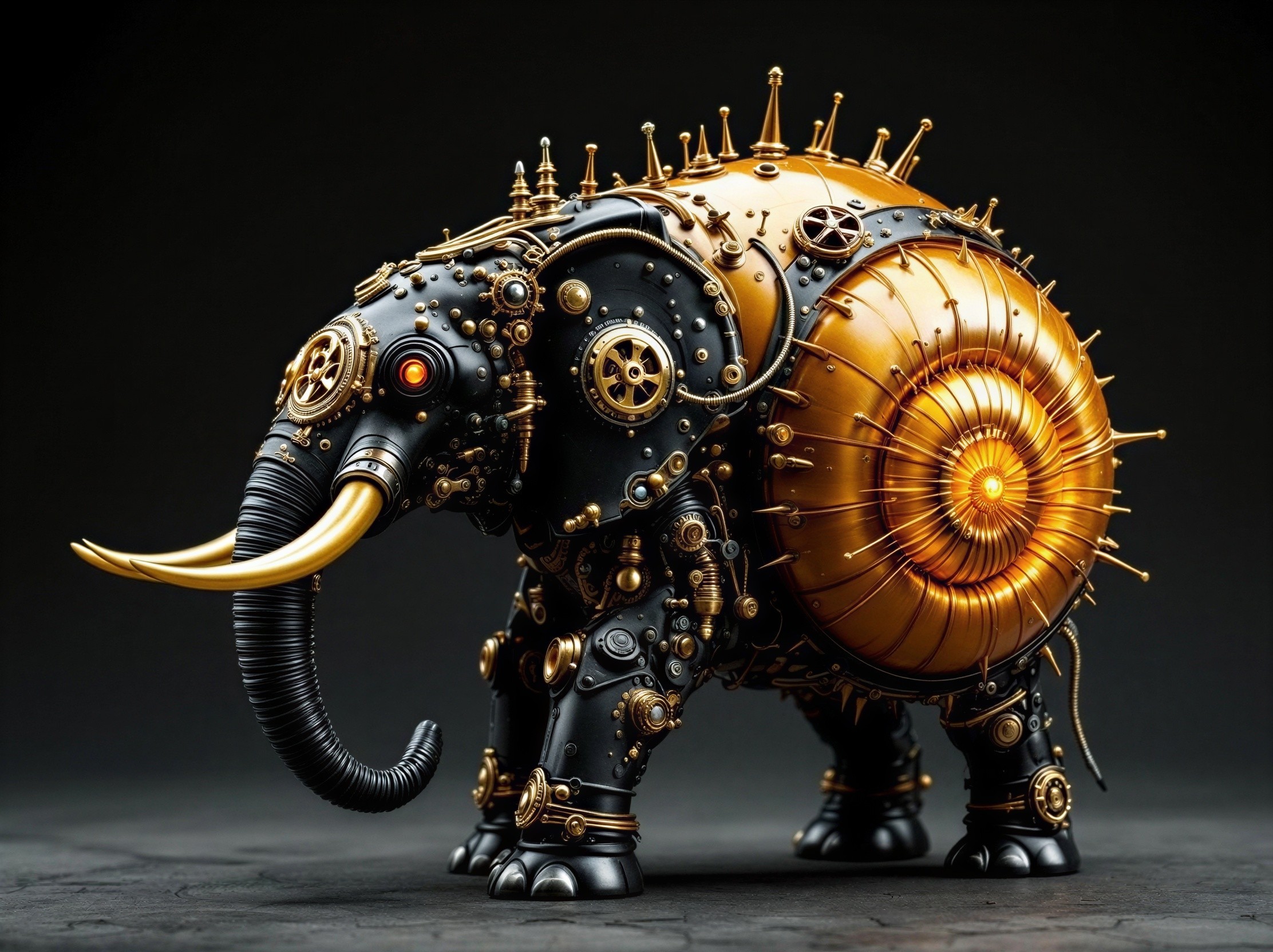 Steampunk Elephant Sculpture with Gears and Metallic Accents