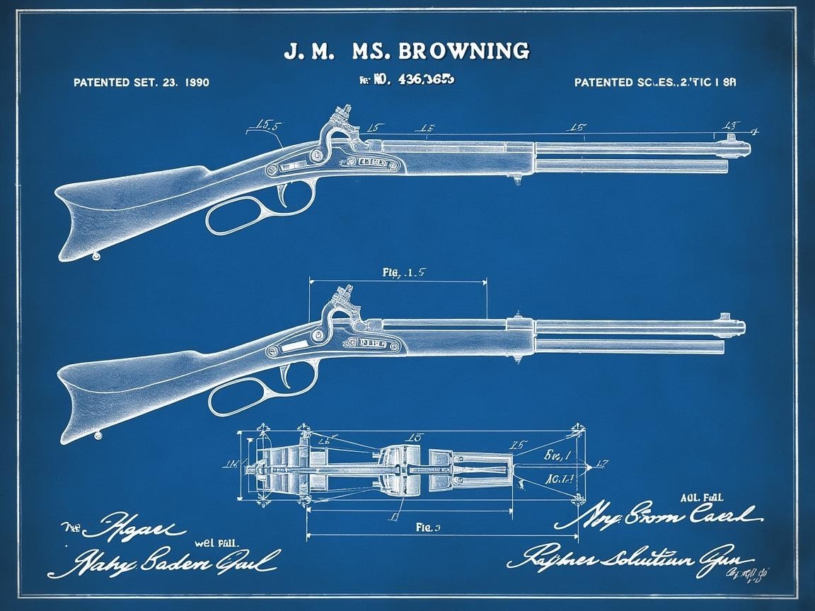Blueprint of 1890 Firearm Design with Measurements