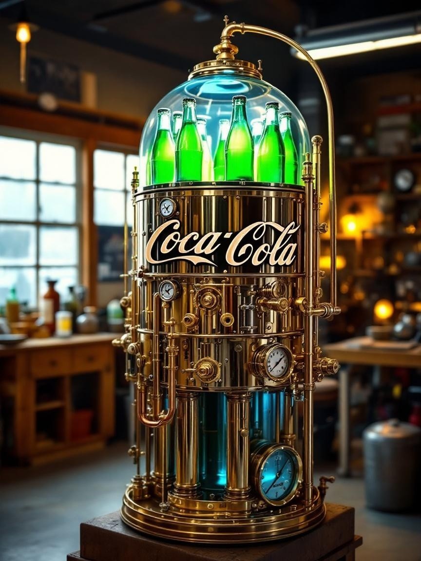 Vintage Coca-Cola Dispenser with Steampunk Design