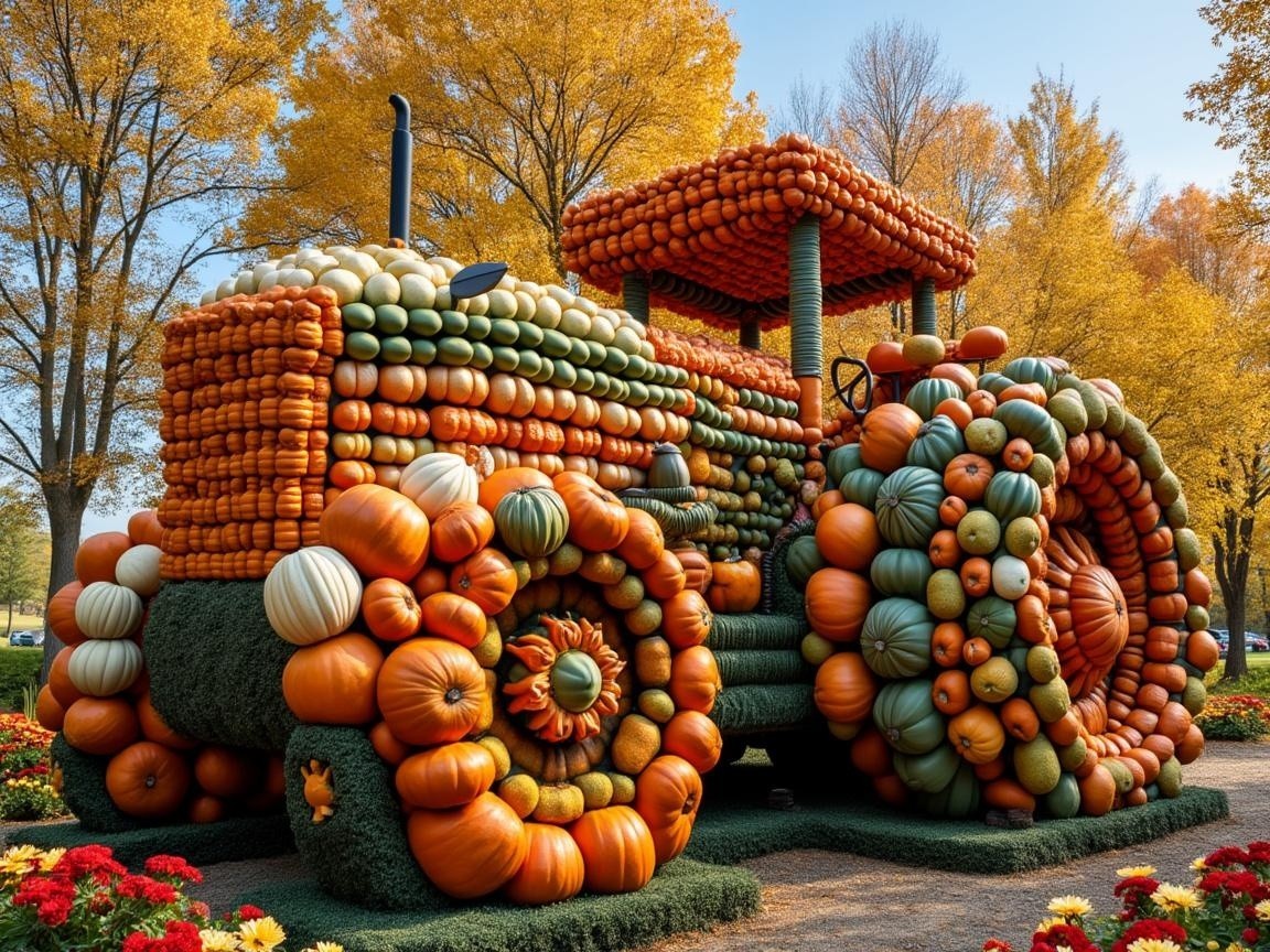 Pumpkin Tractor Display Celebrating Harvest Season