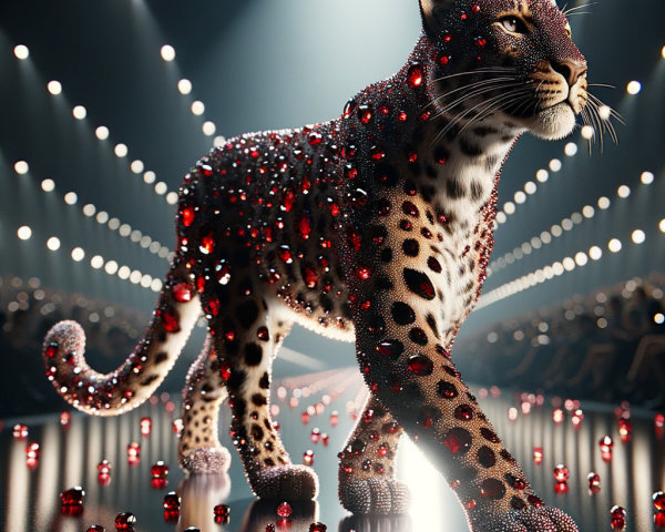 Jewel-Encrusted Leopard on a Glamorous Runway
