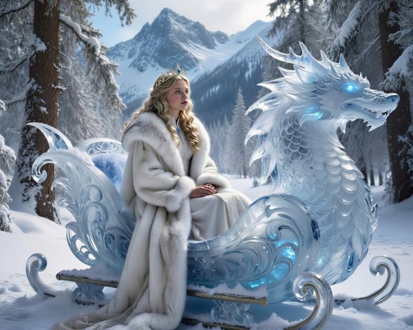 Majestic Winter Landscape with Ice-Carved Sleigh