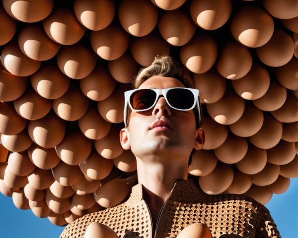 Stylish Individual Under Brown Egg Canopy Display