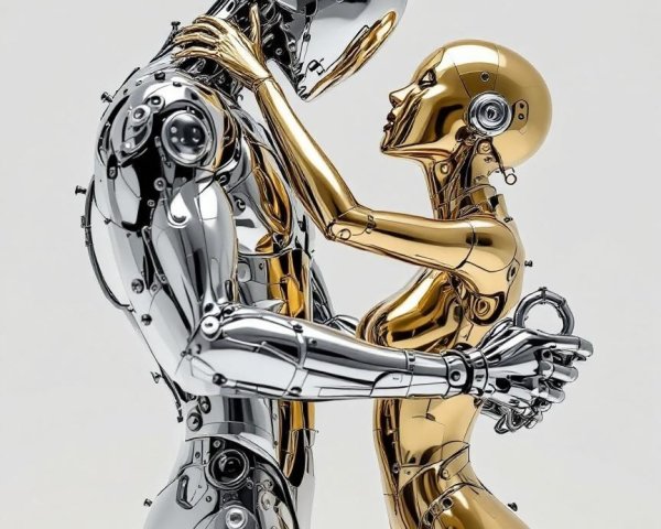 Humanoid Robots in Intimate Embrace with Reflective Surfaces