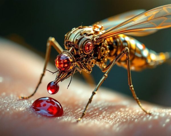 Futuristic Mechanical Mosquito with Metallic Details