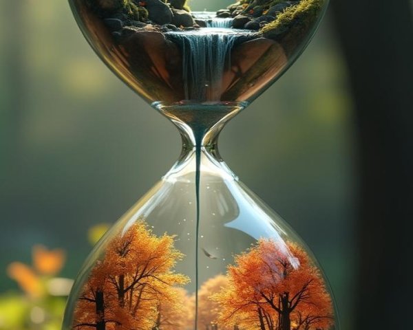 Intricately Crafted Hourglass with Lush Landscapes