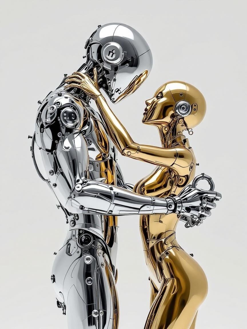 Humanoid Robots in Intimate Embrace with Reflective Surfaces