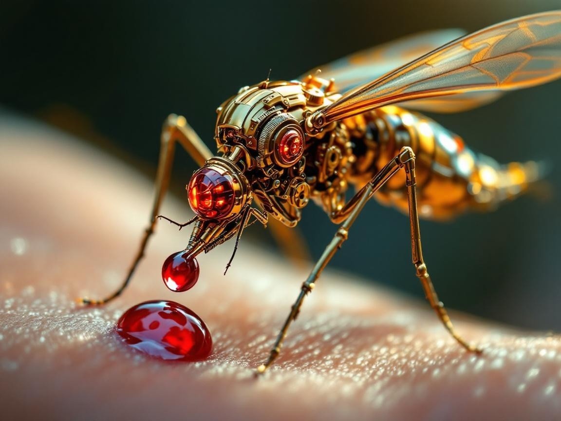 Futuristic Mechanical Mosquito with Metallic Details