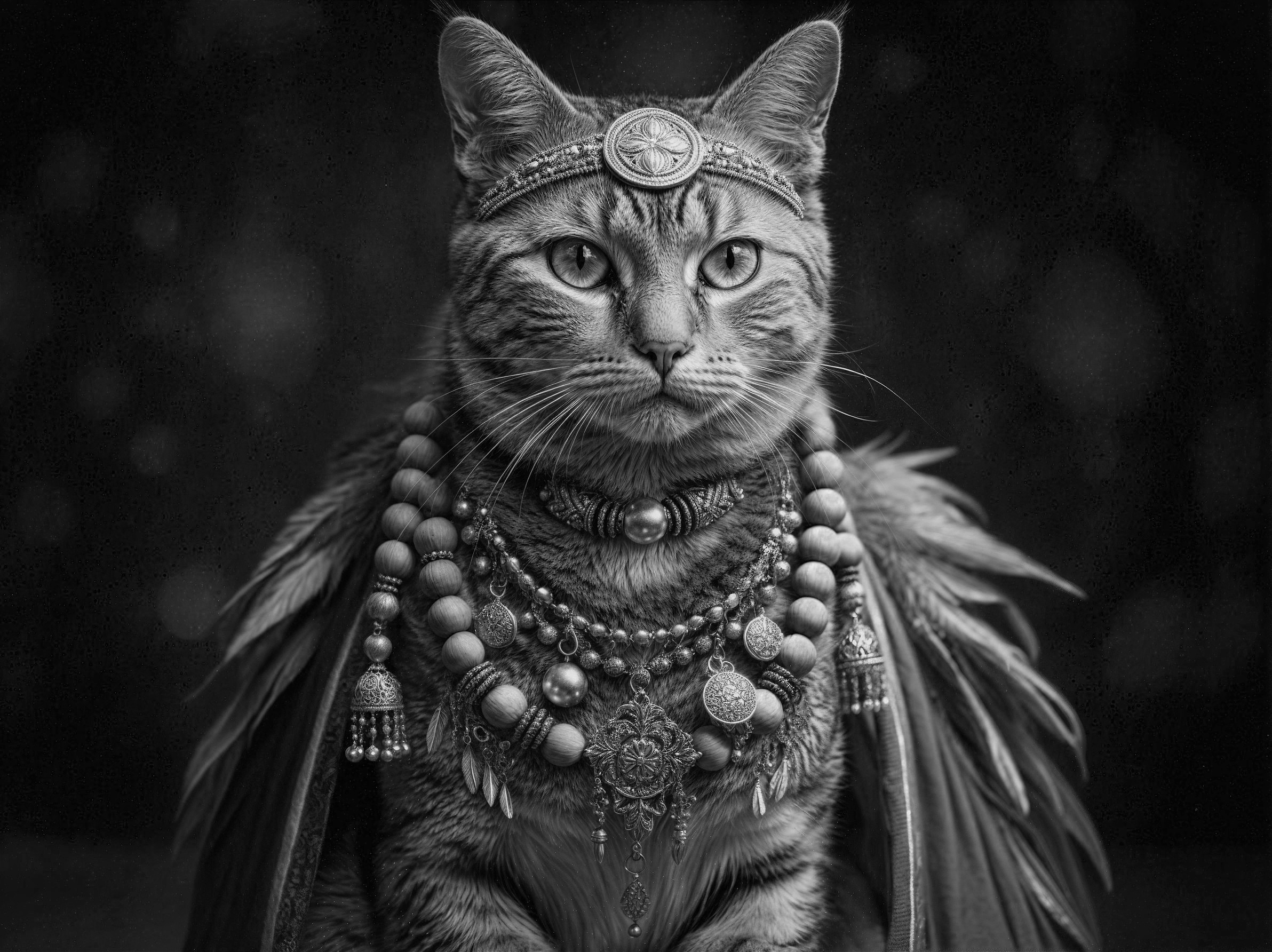 Majestic Cat in Regal Jewelry and Cape Display