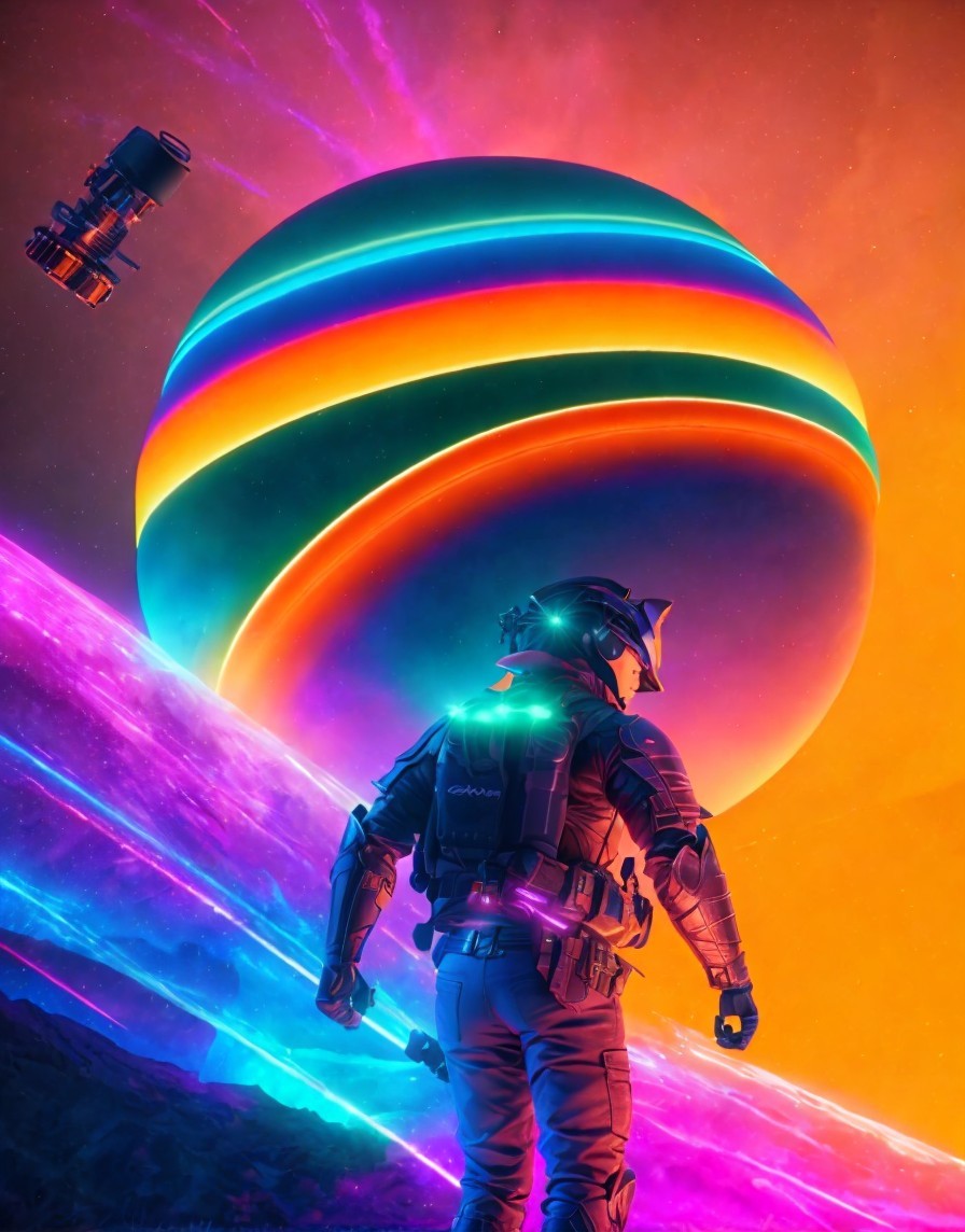 Cosmic Adventure on a Neon Planet