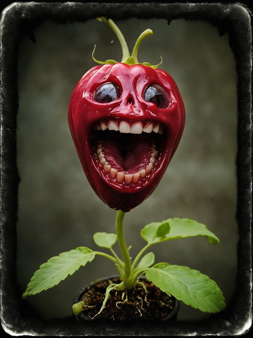Whimsical Skull Pepper Plant Design