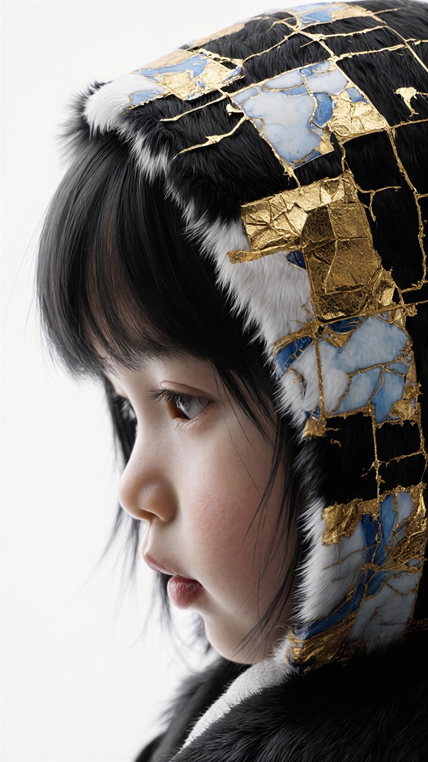 Profile of a Young Child in a Decorative Hood