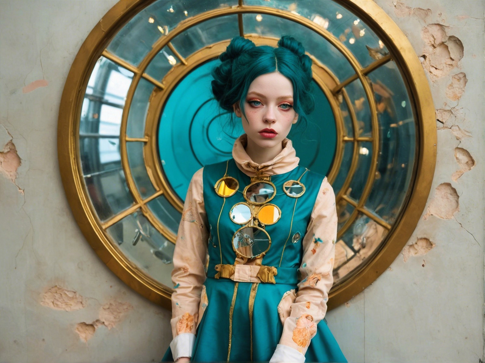 Whimsical Reflection of a Teal-Haired Girl