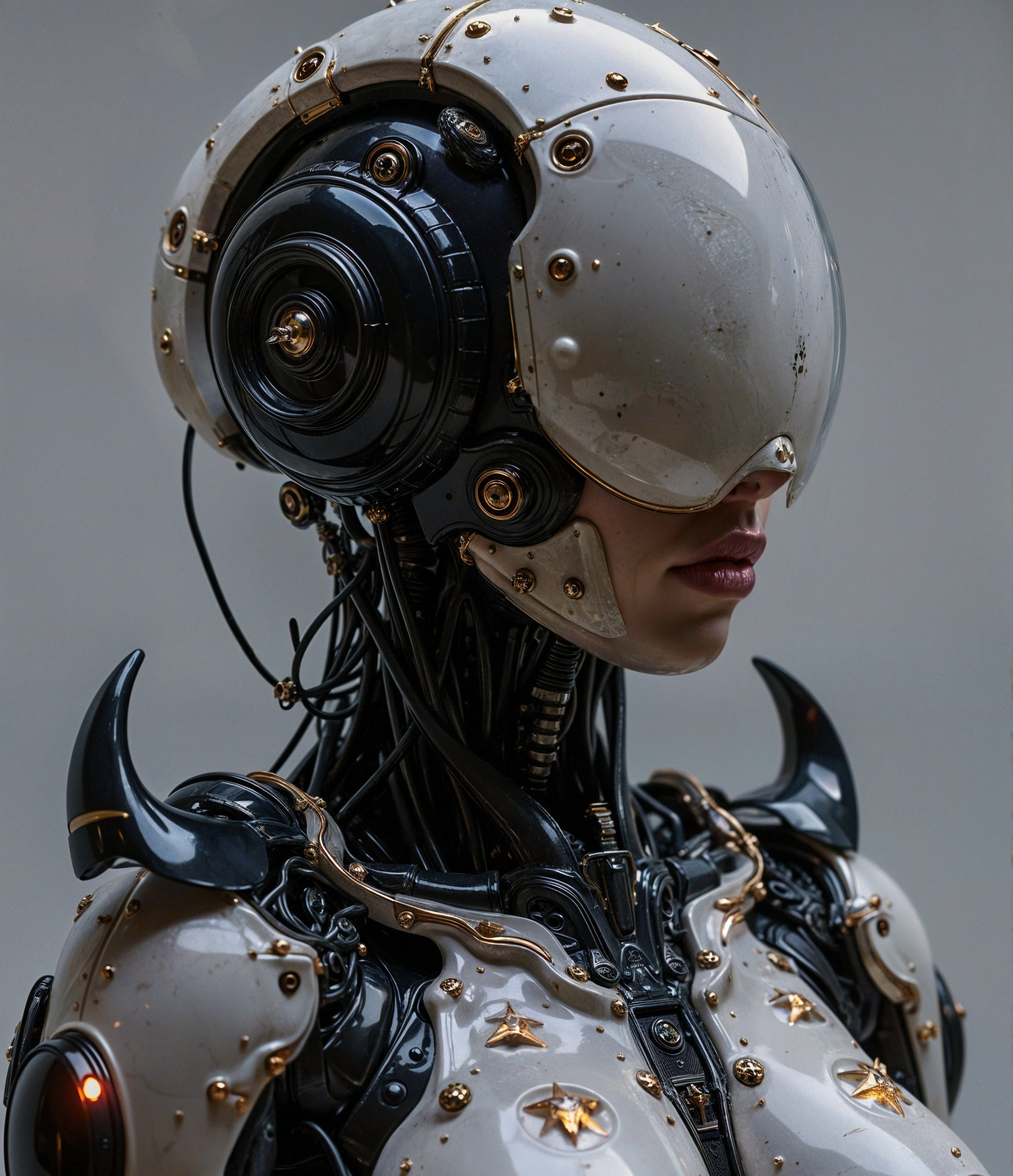 Futuristic Robotic Figure with Sleek Design Elements