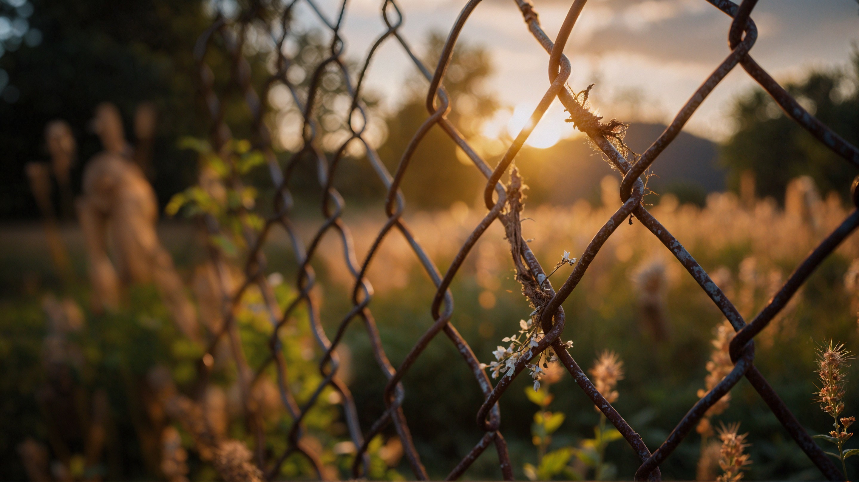 Rusty Fence and Golden Sunset Serenity