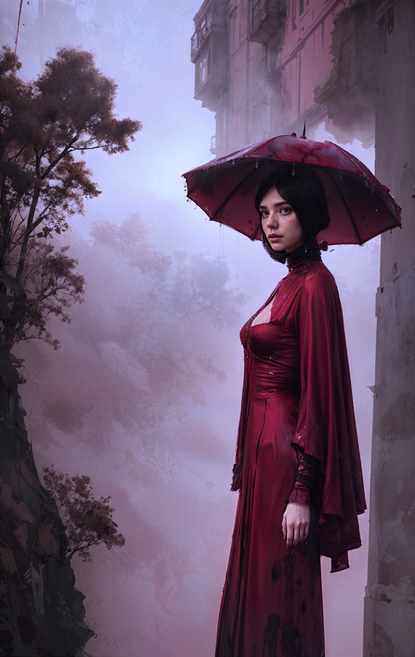 Mystical Woman in a Misty Landscape