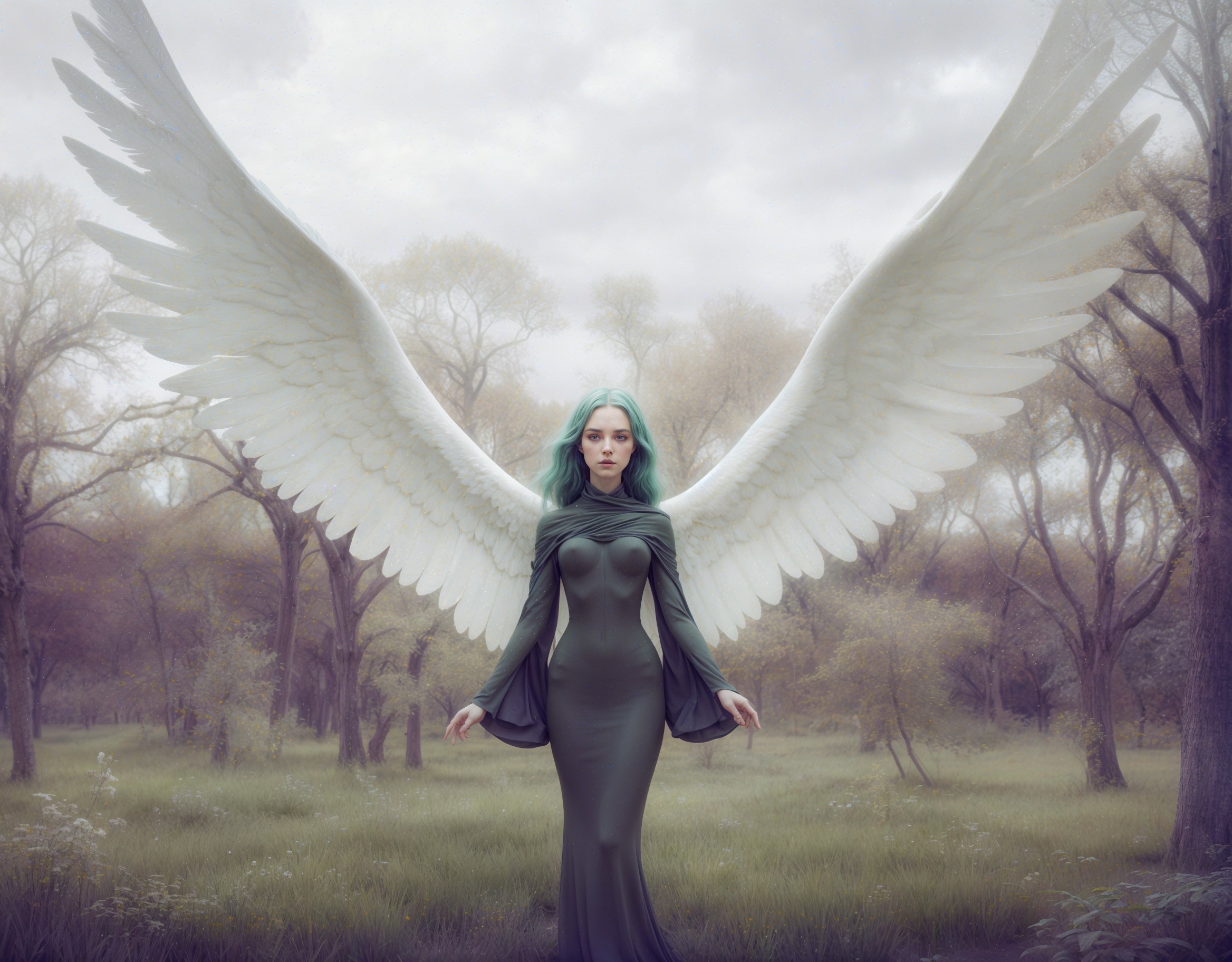 Mystical Figure in Serene Ethereal Landscape