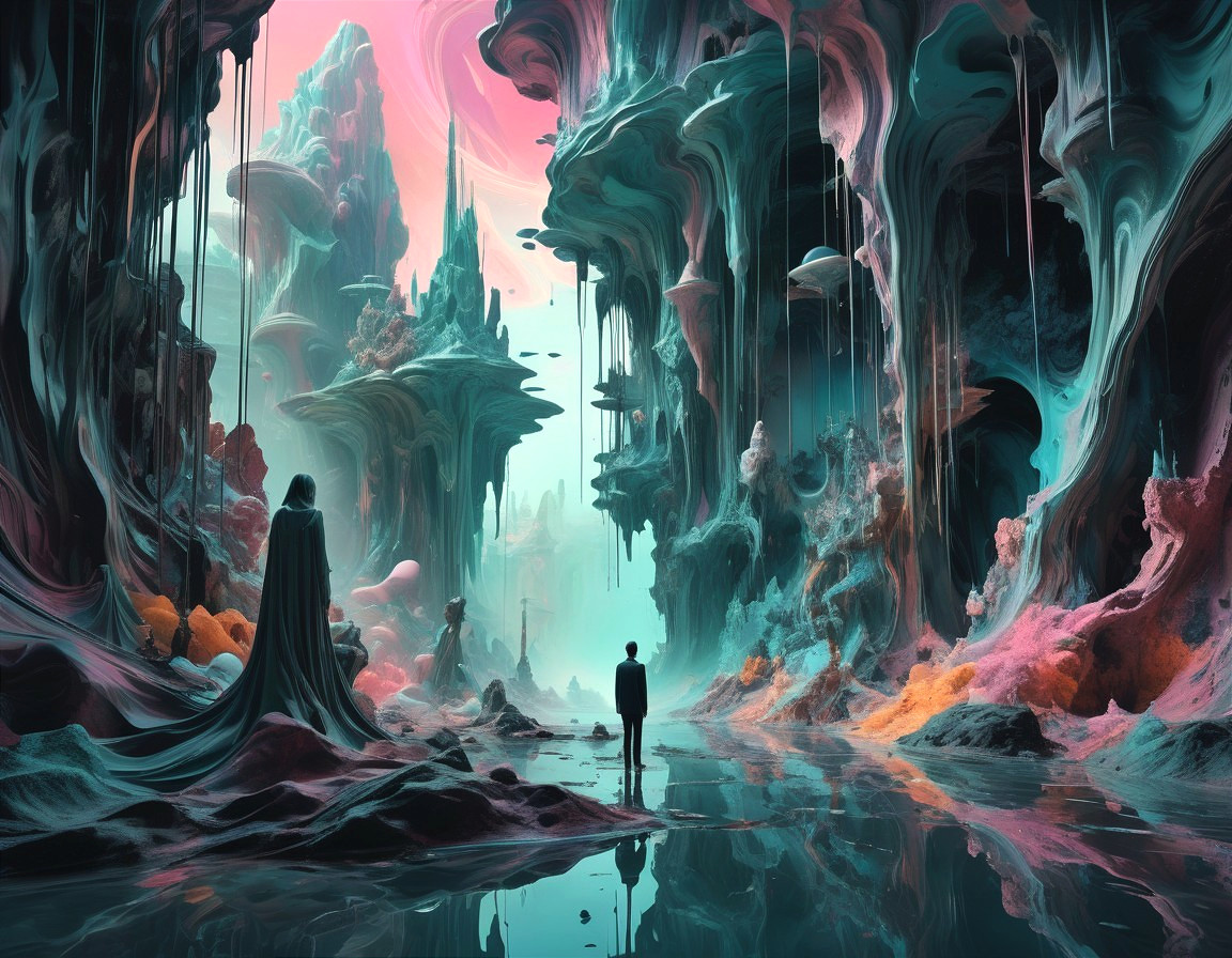 Surreal Landscape with Colorful Formations and Light