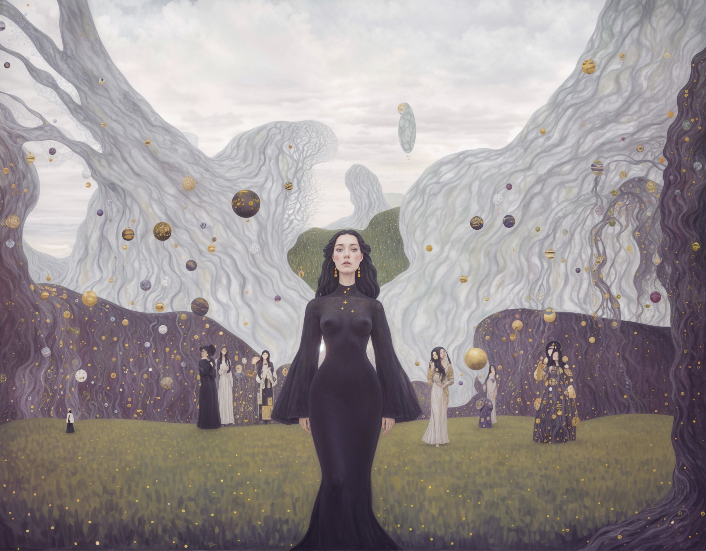 Surreal Landscape with Women in Flowing Gowns