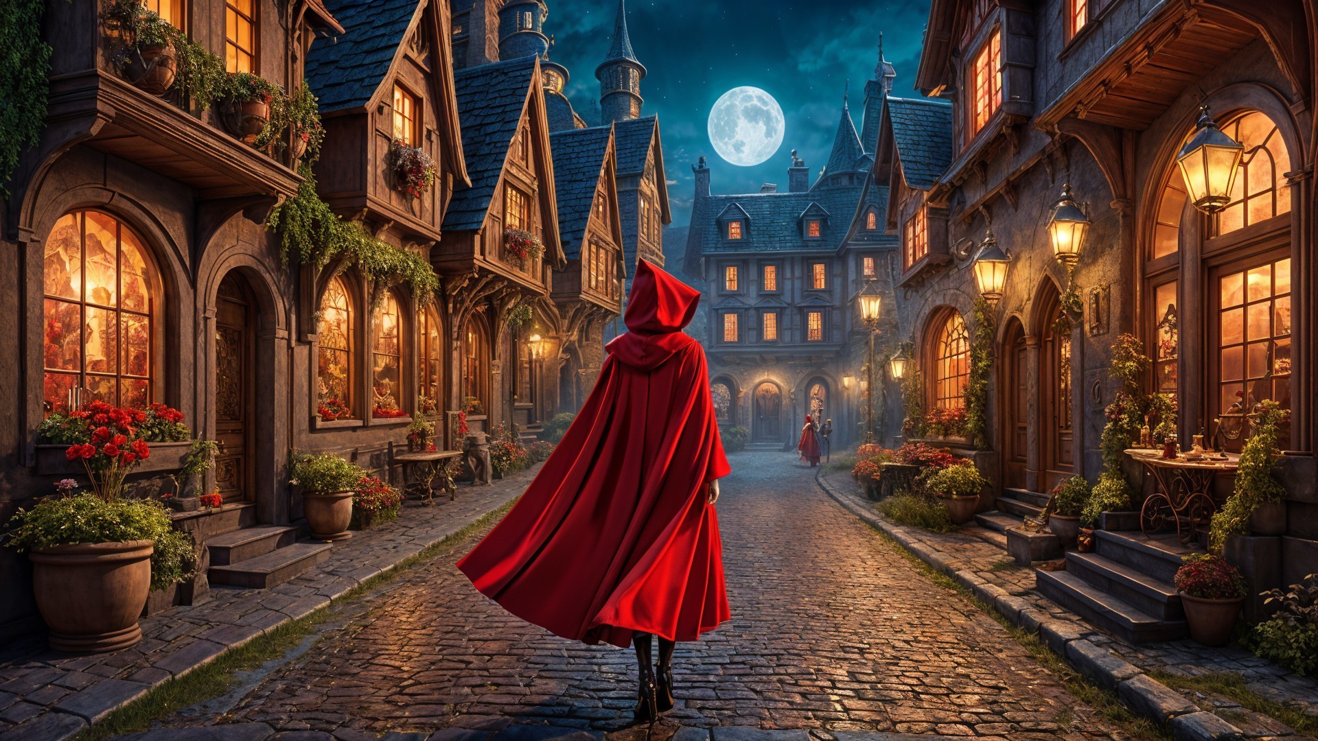 Mystical Stroll Under the Moonlit Sky