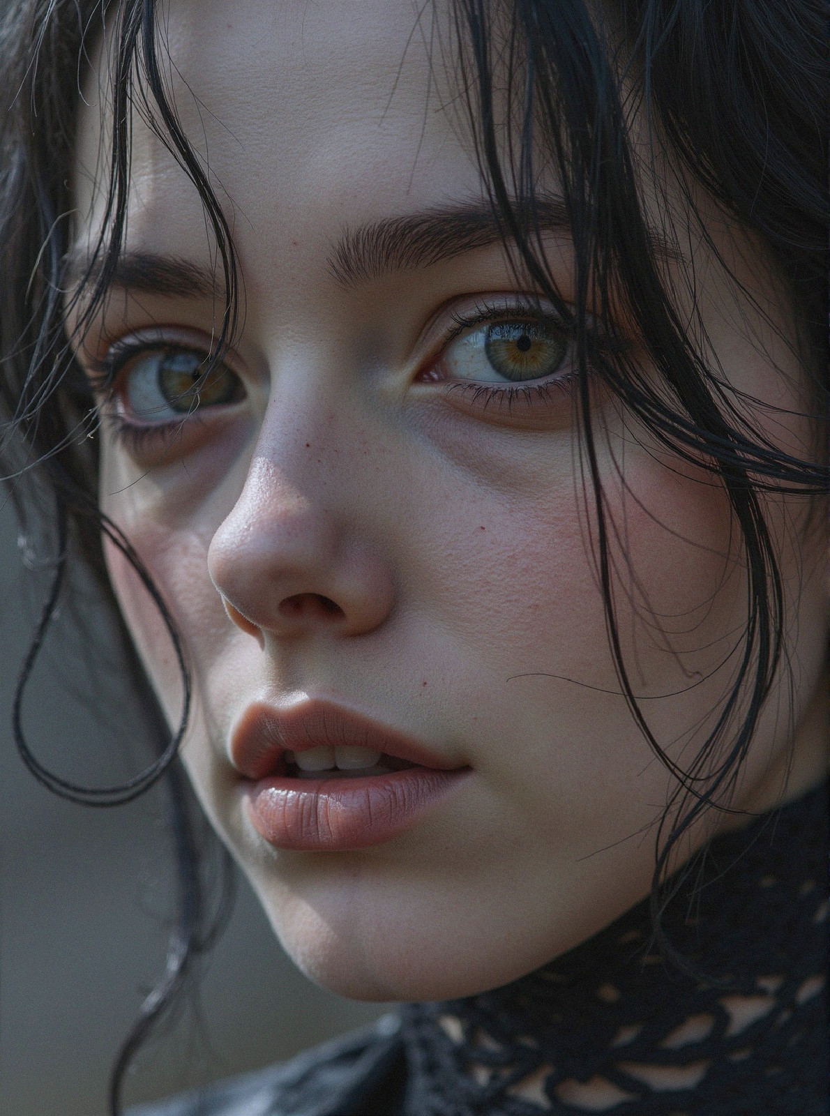 Close-Up Portrait of a Young Woman with Green Eyes