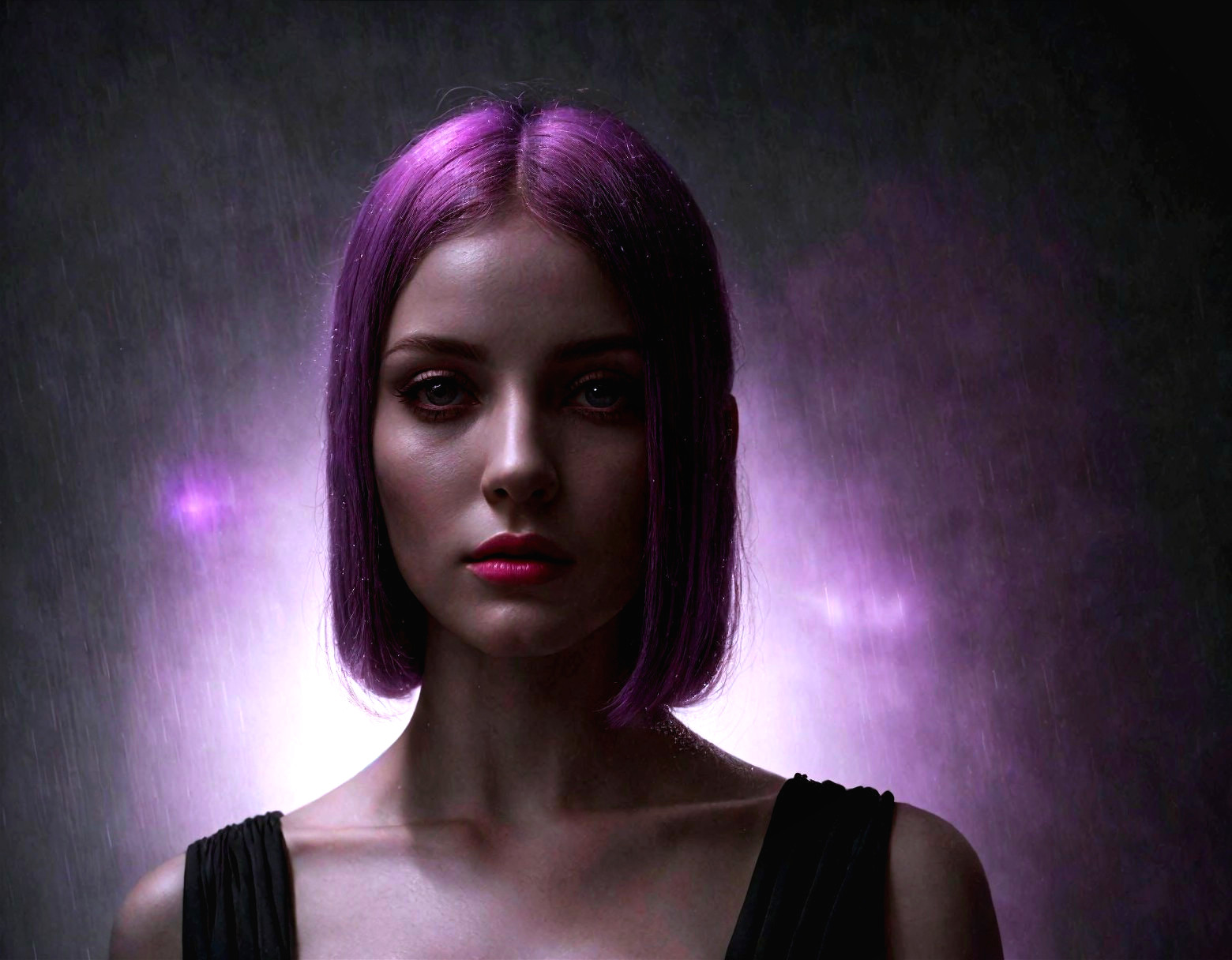 Portrait of a Confident Young Woman with Purple Hair