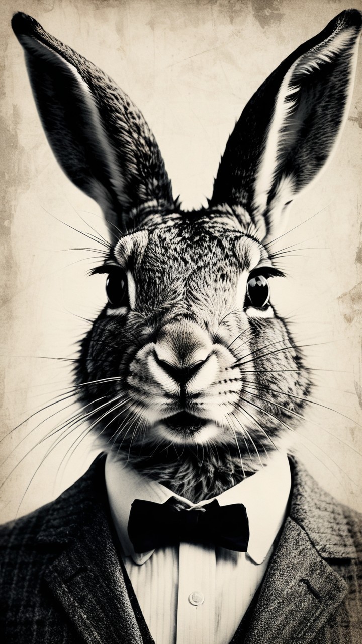Whimsical Portrait of a Rabbit in Formal Attire