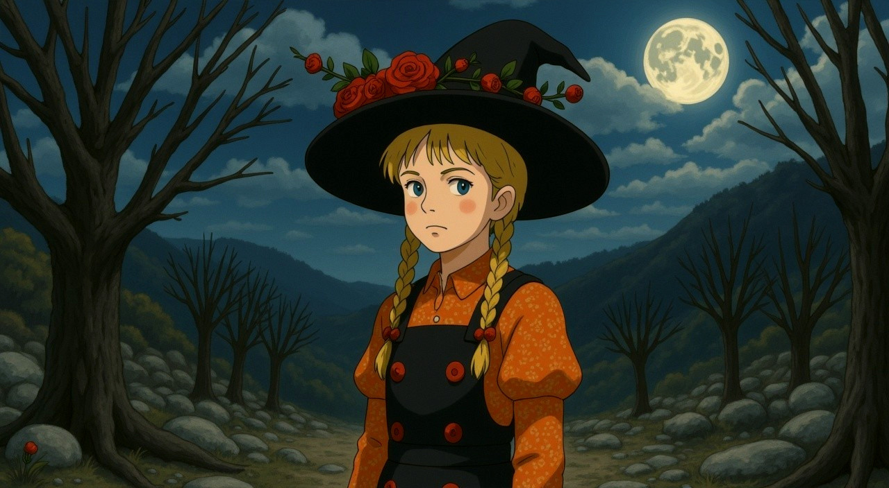 Mystical Girl in a Spooky Landscape