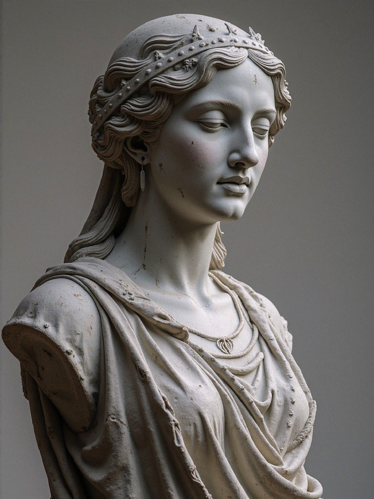 Classical Marble Statue of a Serene Woman