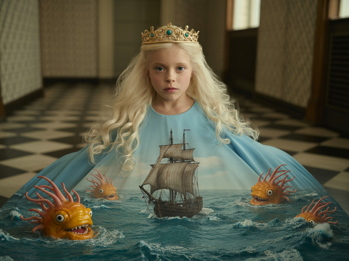 Whimsical Ocean Queen in a Dreamy Scene