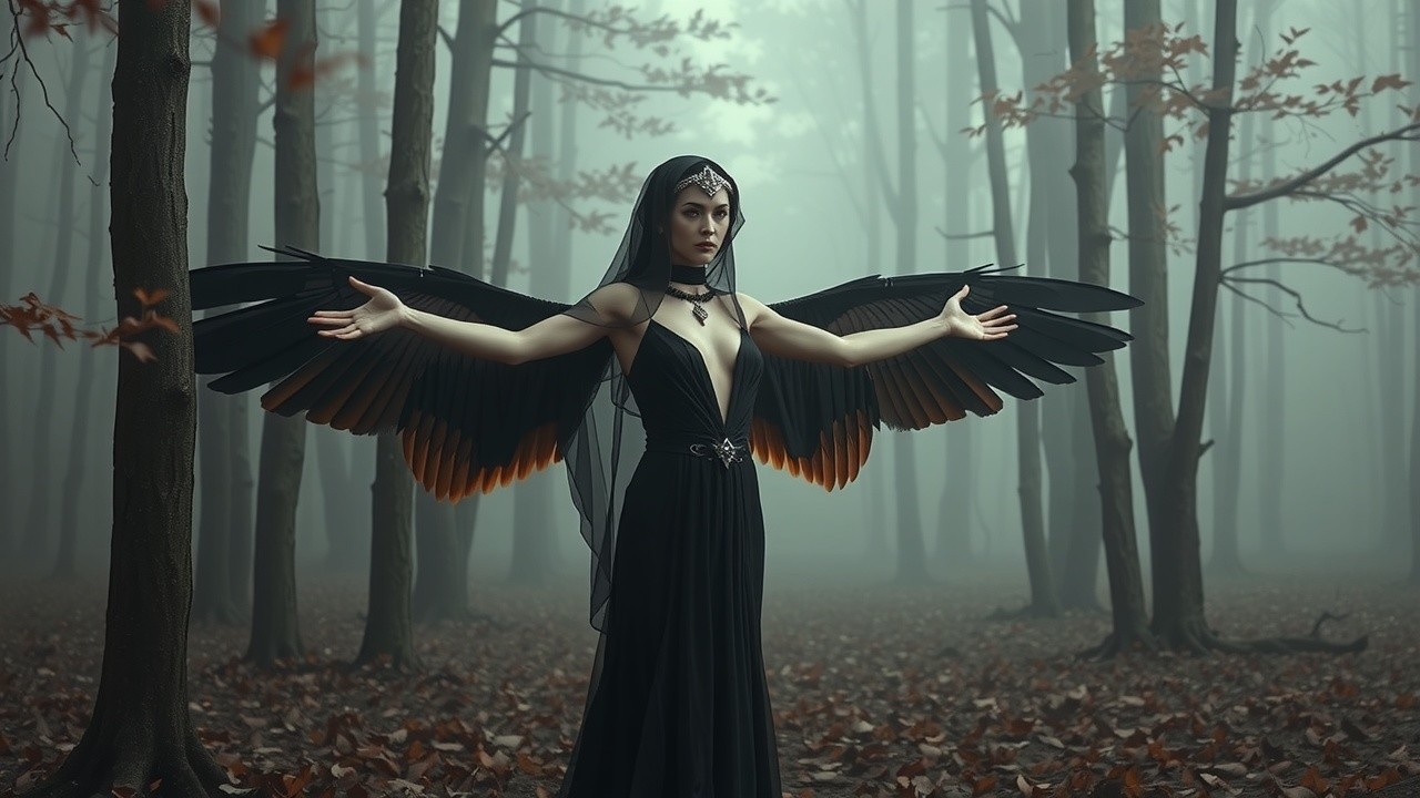 Enigmatic Figure in a Foggy Forest