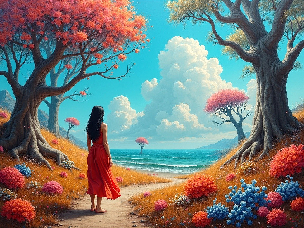 Serene Ocean Pathway in Vibrant Nature
