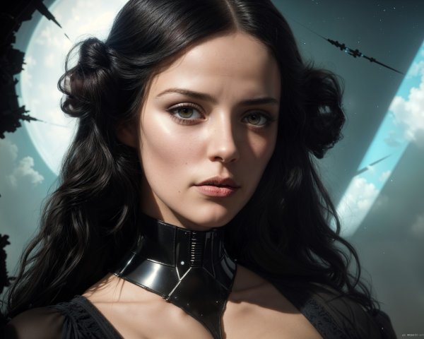 Portrait of a Young Woman in Futuristic Style