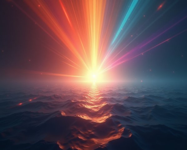 Vibrant Dawn Seascape with Colorful Sky and Waves