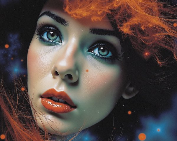 Ethereal Portrait of a Woman in Cosmic Backdrop