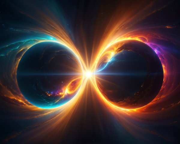 Cosmic Scene with Two Glowing Planets in Space