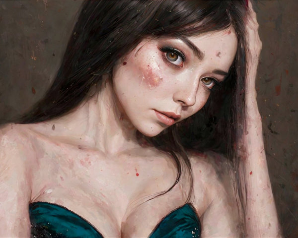 Close-Up Portrait of a Young Woman with Dark Hair