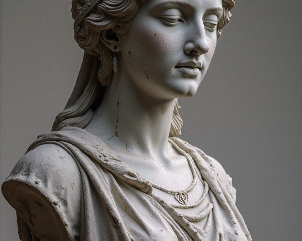 Classical Marble Statue of a Serene Woman