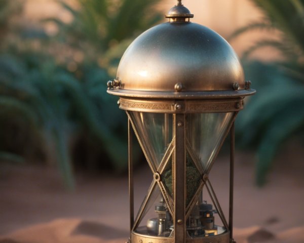Ornate vintage lantern with bronze finish and glass panels