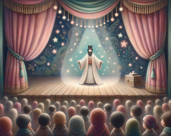 Mystical Performer in Enchanting Theater Setting