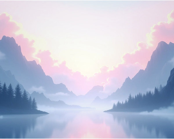 Tranquil Lake Surrounded by Majestic Mountains